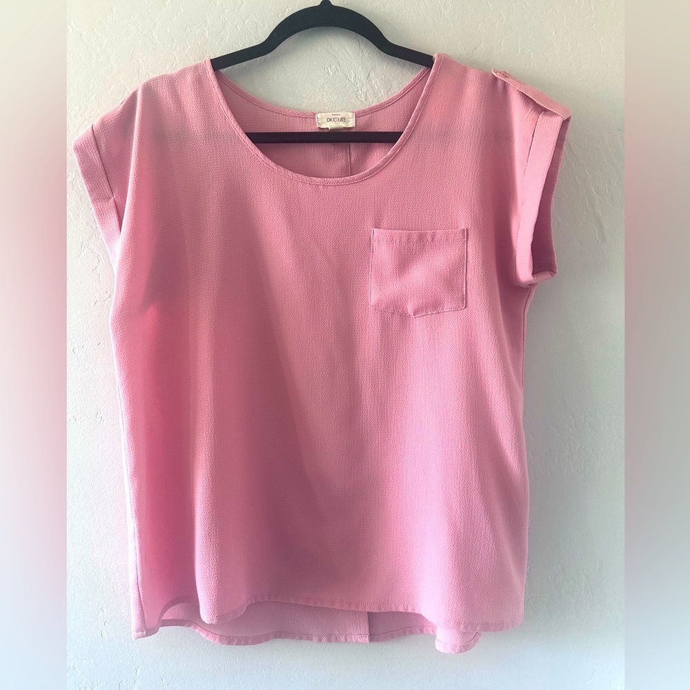 Chocolate USA Top Short Sleeve Womens Size L Blouse Top Shirt Large